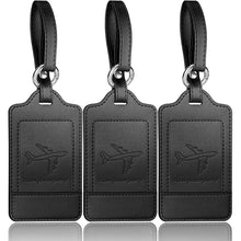 Teskyer 3 Stück Kofferanhänger PU Leder Schwarz Datenschutz