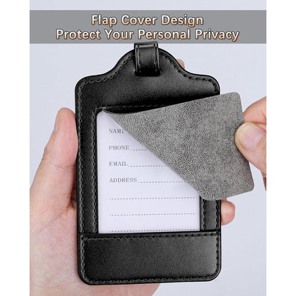 Teskyer 3 Stück Kofferanhänger PU Leder Schwarz Datenschutz