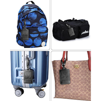 Teskyer 3 Stück Kofferanhänger PU Leder Schwarz Datenschutz