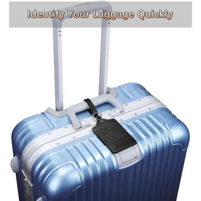 Teskyer 3 Stück Kofferanhänger PU Leder Schwarz Datenschutz