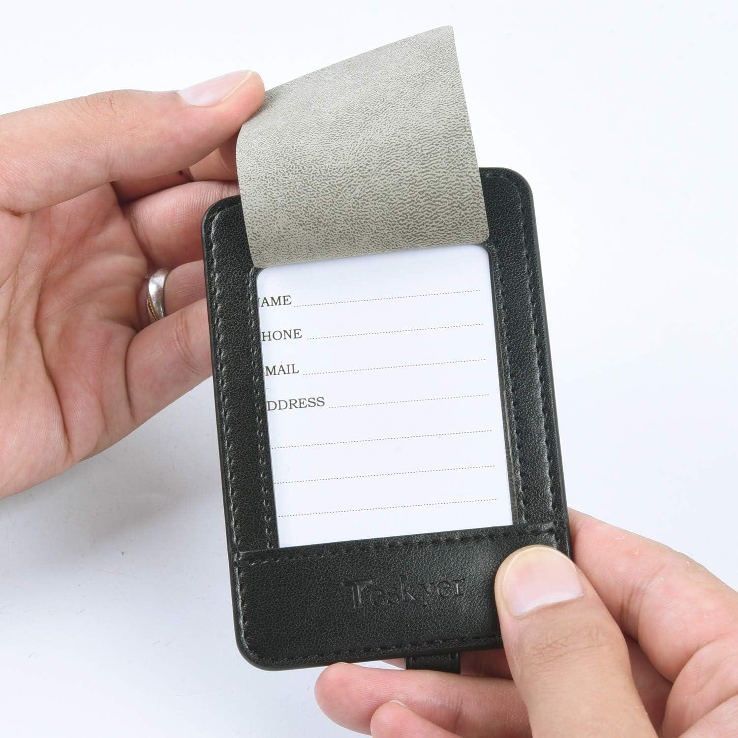 3er Set Kofferanhänger PU Leder Adressschild Schwarz-Flugreise