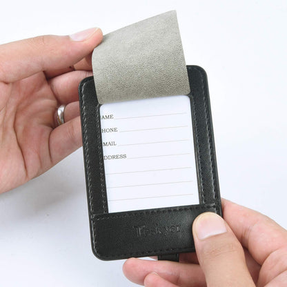 3er Set Kofferanhänger PU Leder Adressschild Schwarz-Flugreise