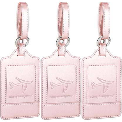 Teskyer Kofferanhänger 3er Set PU Leder Roségold Schutz der