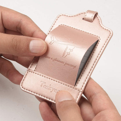 Teskyer Kofferanhänger 3er Set PU Leder Roségold Schutz der