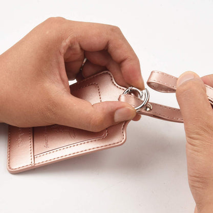 Teskyer Kofferanhänger 3er Set PU Leder Roségold Schutz der