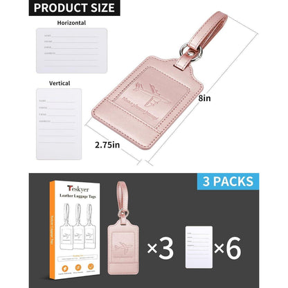 Kofferanhänger 3er Set PU Leder Gepäckanhänger Datenschutz