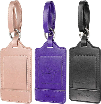 3er Set Kofferanhänger aus PU-Leder, Datenschutz, Identifikation, für