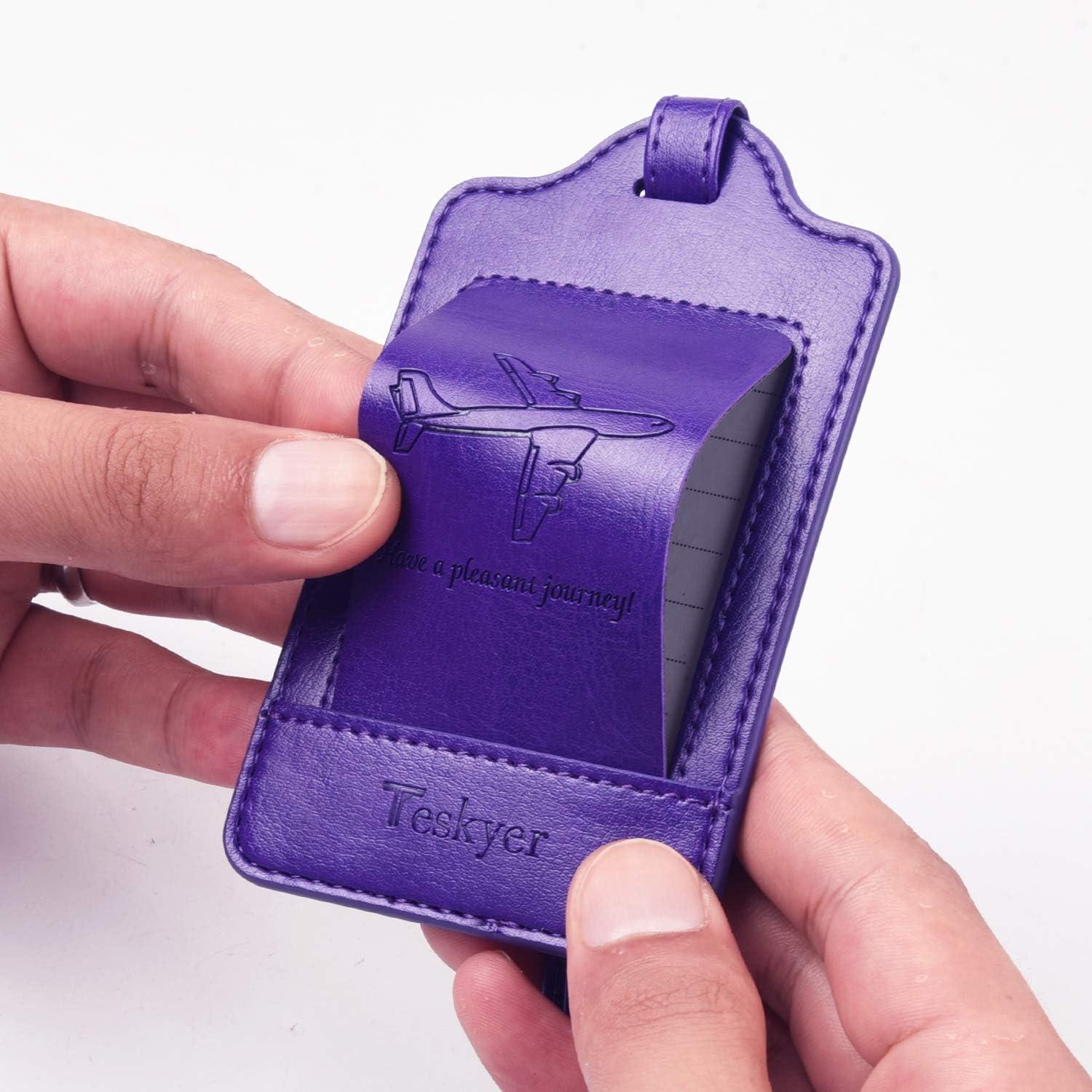 Kofferanhänger Set 3 Stück PU Leder Adressschild Roségold Violett Schwarz