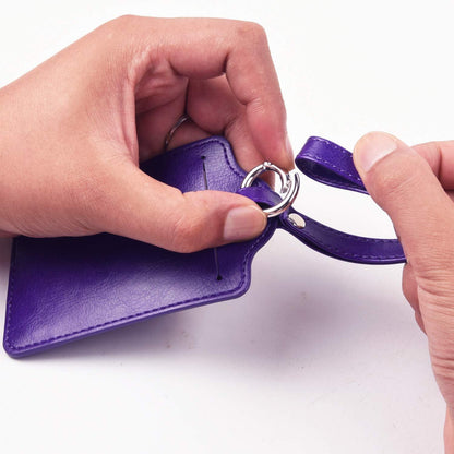 Kofferanhänger Set 3 Stück PU Leder Adressschild Roségold Violett Schwarz