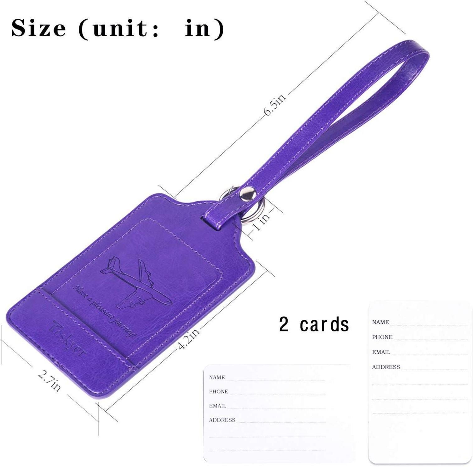 Teskyer 3 Stück Kofferanhänger PU Leder Adressschild Datenschutz Waterproof