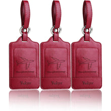 Kofferanhänger 3-teilig PU Leder Weinrot Datenschutz