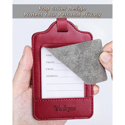 Kofferanhänger 3-teilig PU Leder Weinrot Datenschutz