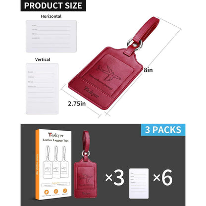 Kofferanhänger 3-teilig PU Leder Weinrot Datenschutz