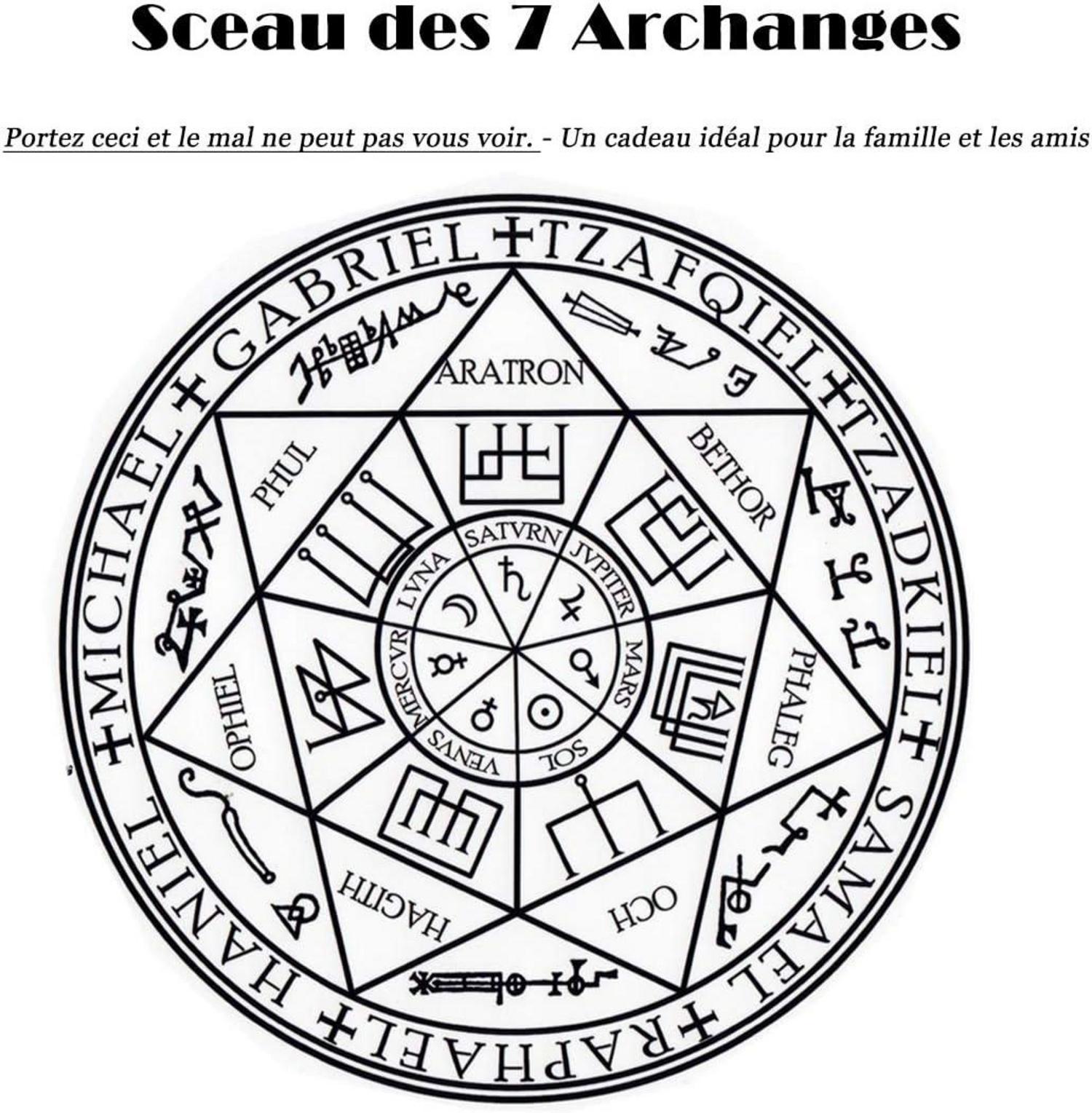 AFSTALR Herren Halskette 7 Erzengel Siegel Talisman Edelstahl Anhänger