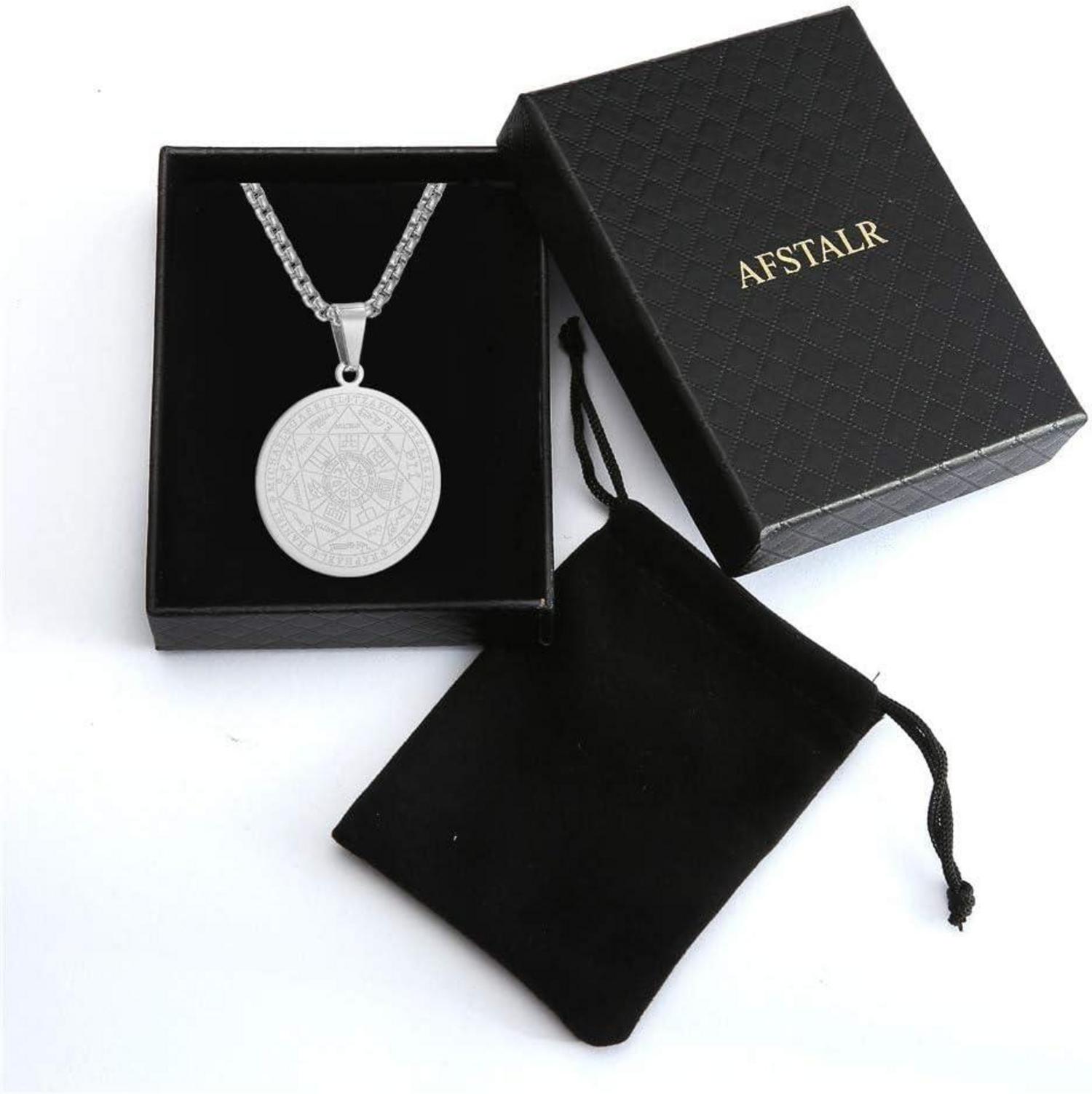 AFSTALR Herren Halskette 7 Erzengel Siegel Talisman Edelstahl Anhänger