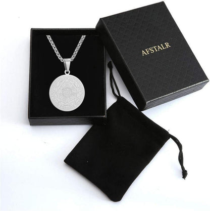 AFSTALR Herren Halskette 7 Erzengel Siegel Talisman Edelstahl Anhänger