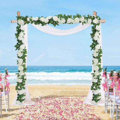 Künstliche Weiße Rosengirlande für Hochzeit und Deko 3 Stück