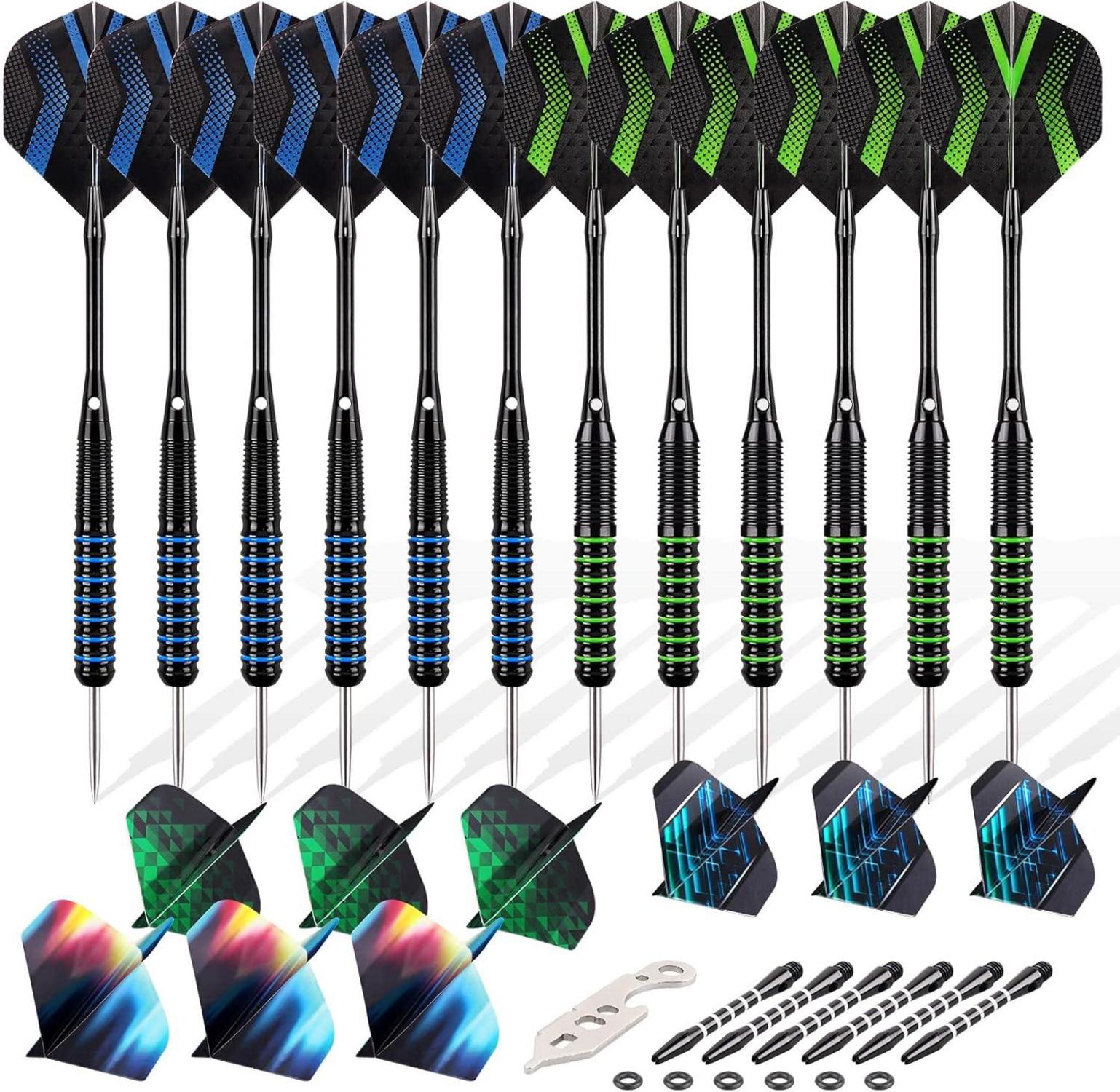 Dartpfeile Set 12 Stück Profi Steeldarts Aluminiumschaft 9