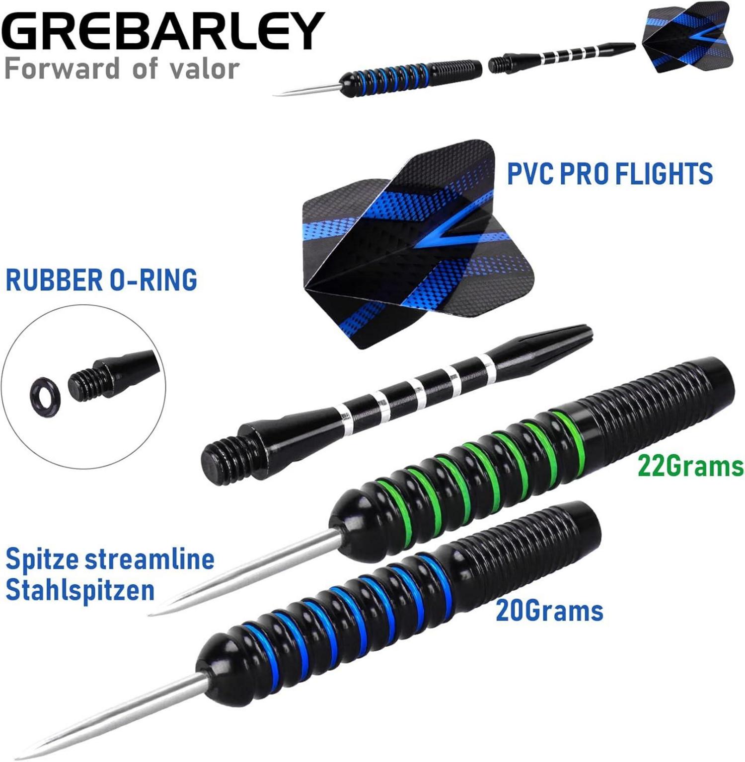 Dartpfeile Profi Set 12 Stück Aluminium Schaft 9 Flights Grün Blau