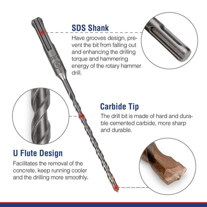 8-teiliges SDS Plus Bohrer Set Steinbohrer Betonbohrer