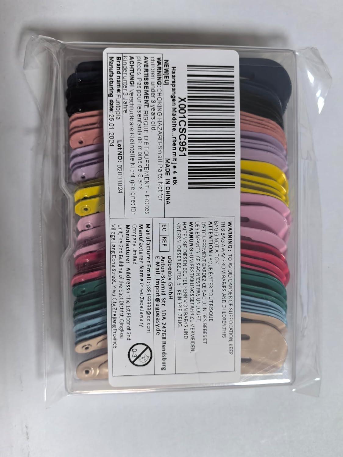 Haarspangen Mädchen 40 Stück Damen Bunte Hair Clips Metall Haarklammern 7cm 10 Farben