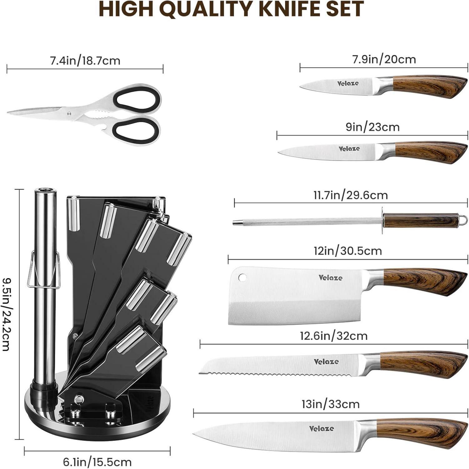 8-teiliges Küchenmesser Set Edelstahl Profi Messerblock