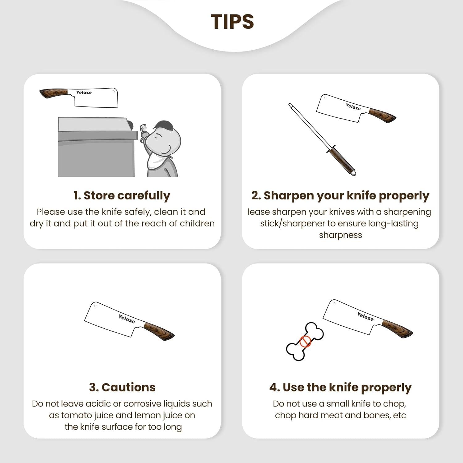 Velaze 8-teiliges Messerset aus Edelstahl mit Messerblock