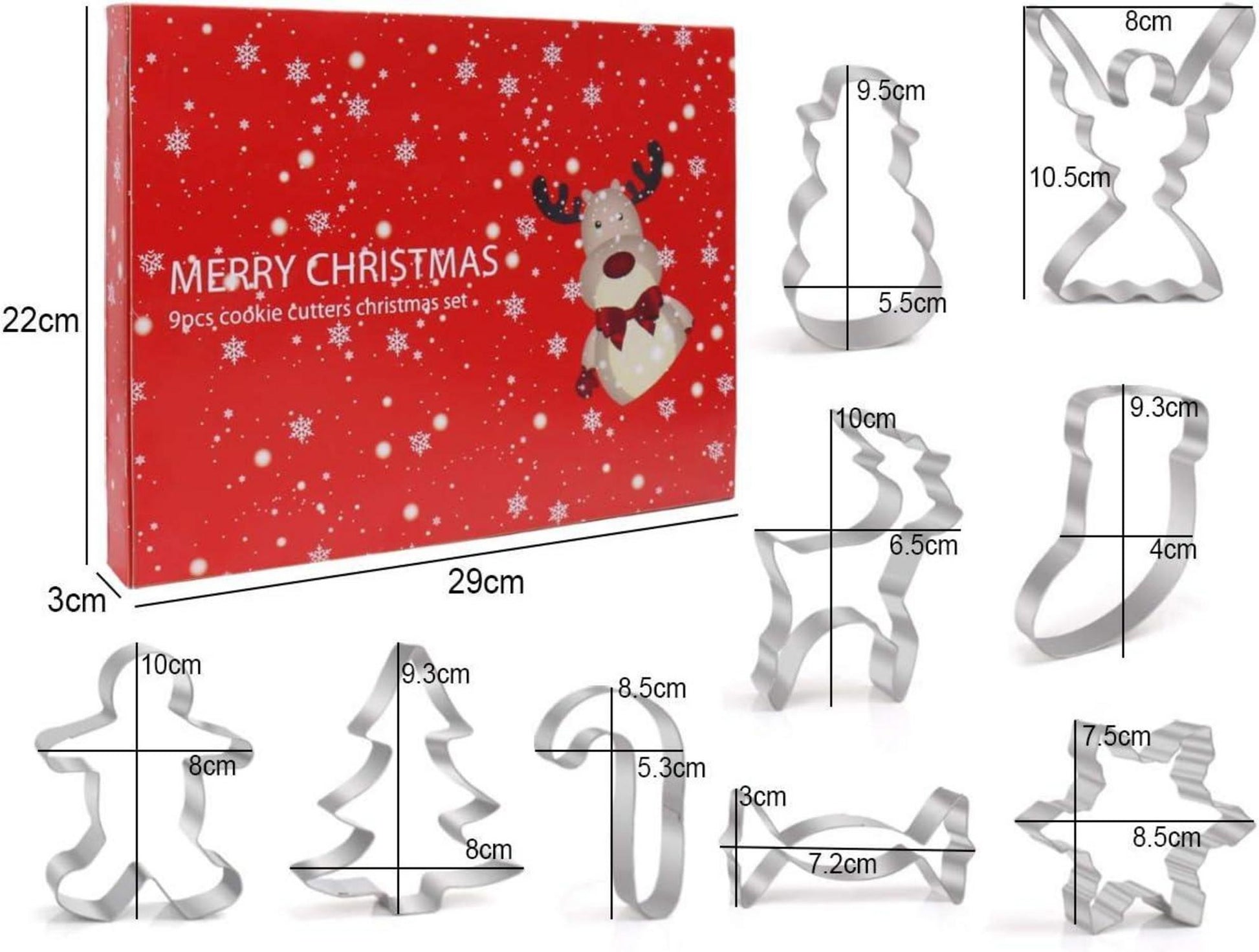 Ausstechformen Weihnachten Edelstahl Set Plätzchen Brot 9-tlg. Tigerrokett