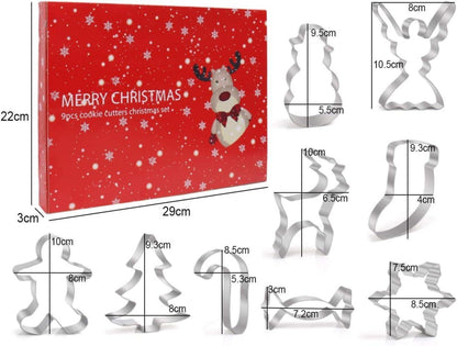 Ausstechformen Weihnachten Edelstahl Set Plätzchen Brot 9-tlg. Tigerrokett