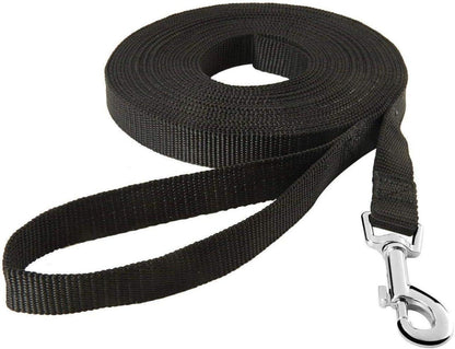 HAPPY HACHI Schleppleine für Hunde 33m Nylon Trainingsleine D-Karabiner Griffpolster Schwarz