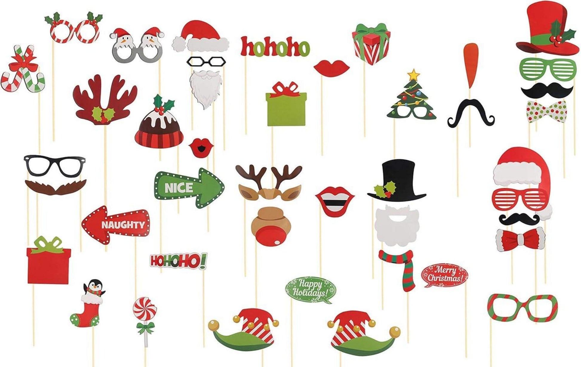 TAZEMAT 49-teiliges Weihnachts Foto Accessoires Set Xmas Party Requisiten Booth