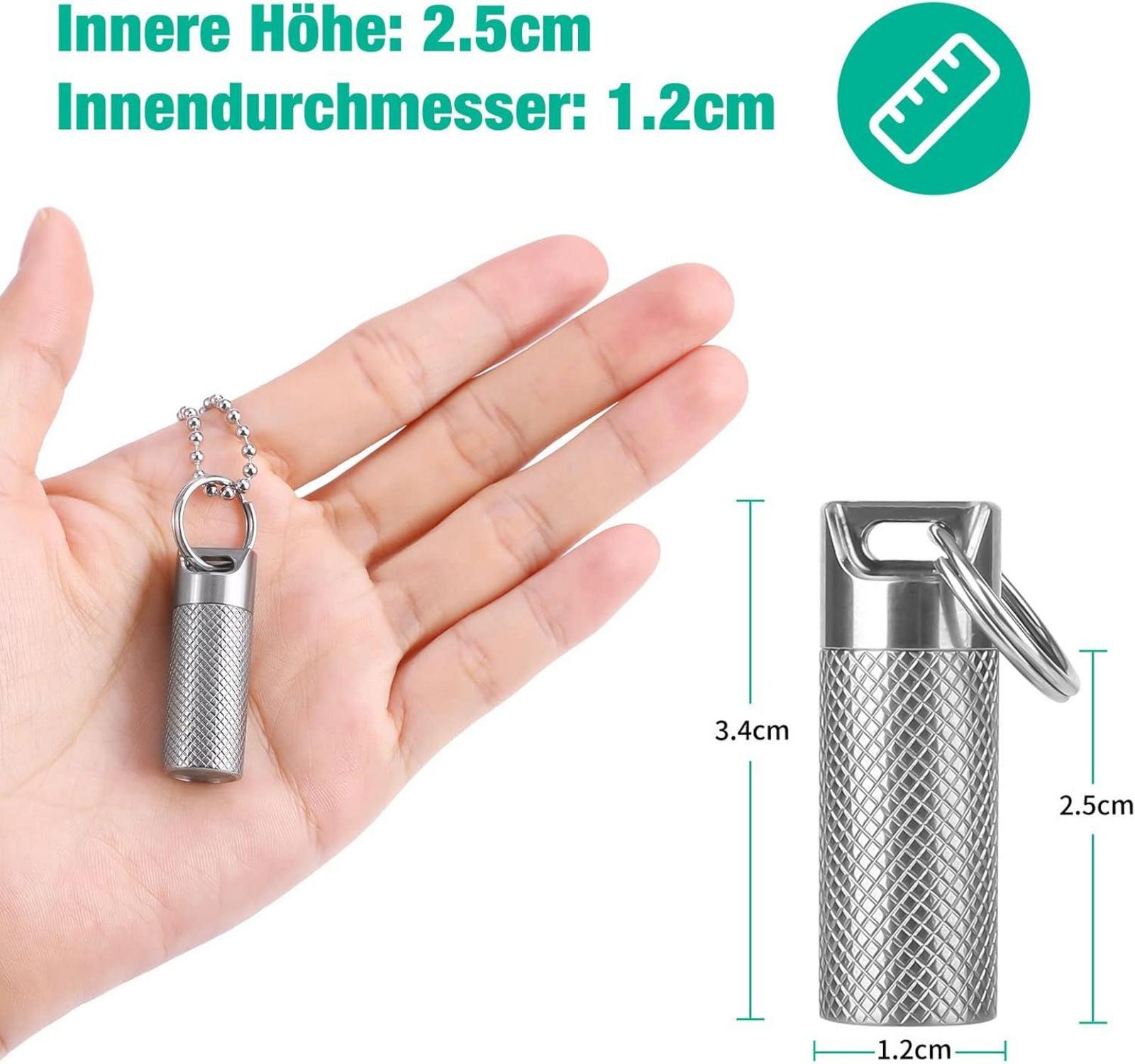 Mini Titan Pillendose Schlüsselanhänger wasserdicht für