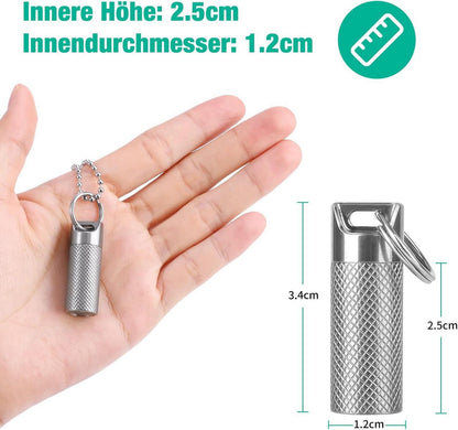 Mini Titan Pillendose Schlüsselanhänger wasserdicht für