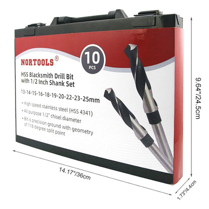 Schmiedebohrer HSS 10-teilig 13-25mm mit Metallkoffer