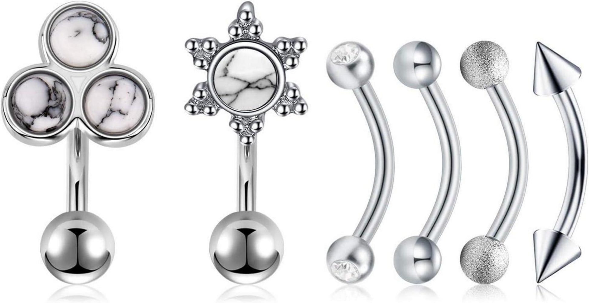 Augenbrauenpiercings 20Stk 16G Edelstahl Curved Barbell Kugel Perle