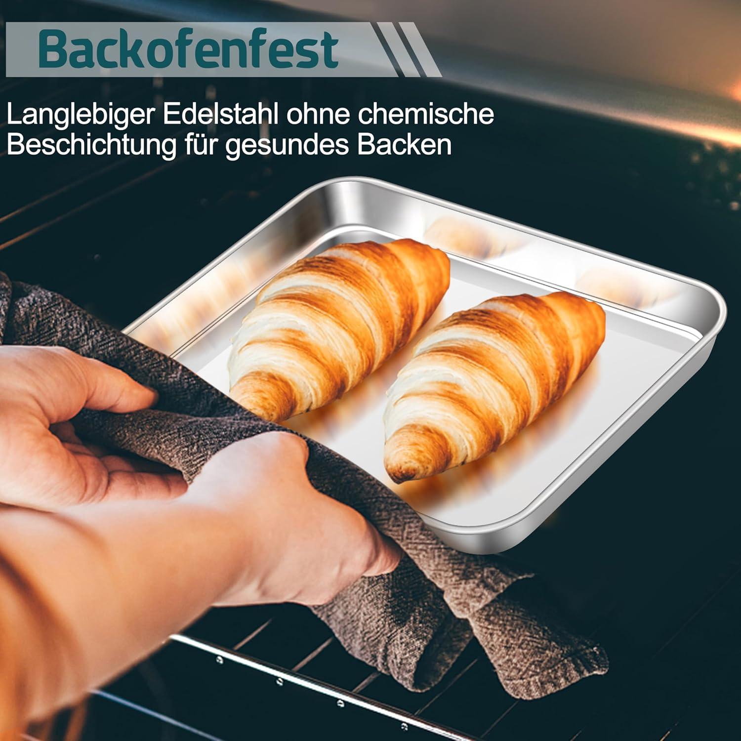 Backblech mit Abkühlgitter aus Edelstahl 26.3x20.5x2.5cm - gesund