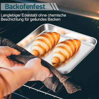 Backblech mit Abkühlgitter aus Edelstahl 26.3x20.5x2.5cm - gesund