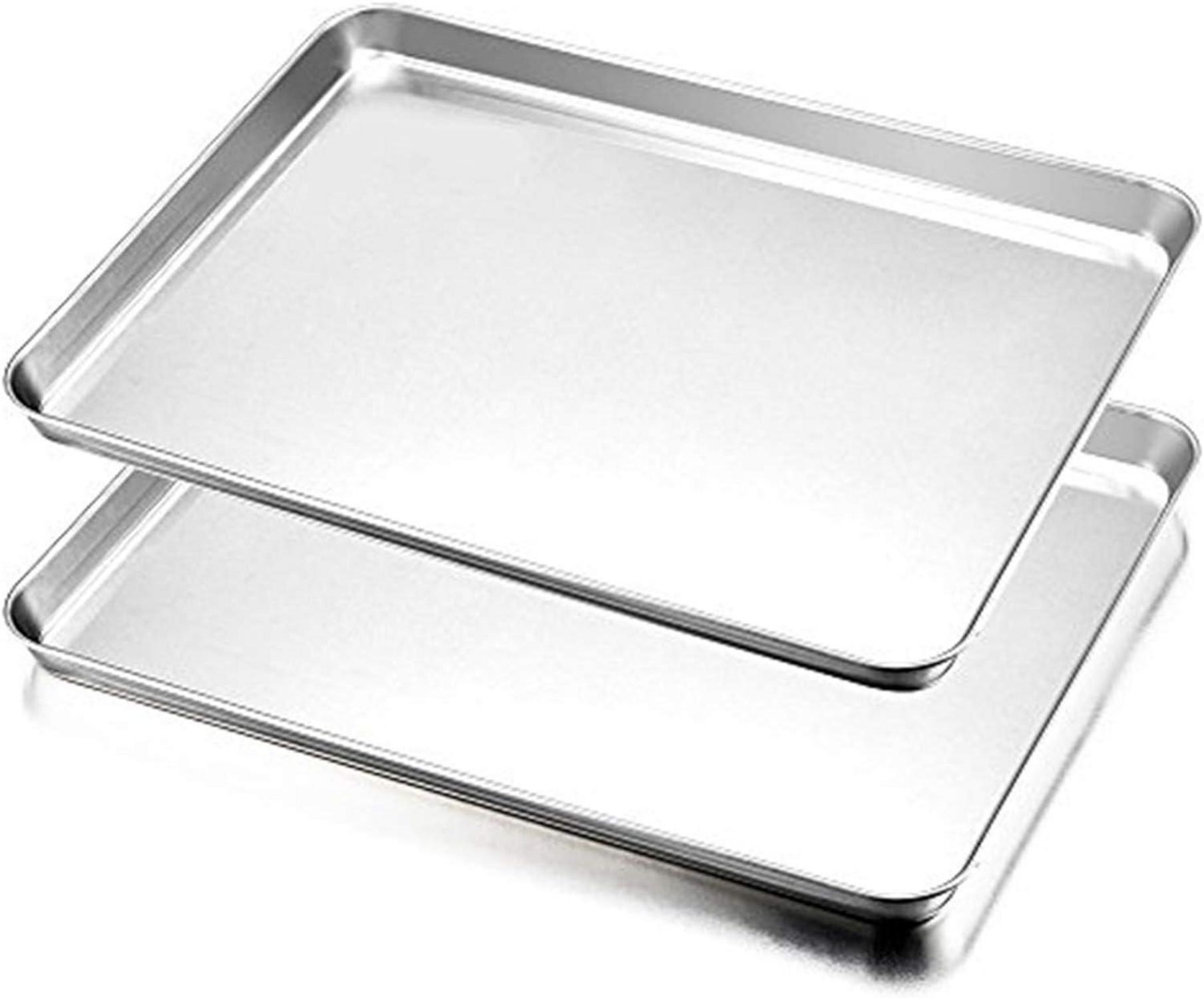 Edelstahl Backblech Set 40x30cm rechteckig für Backofen & Servieren