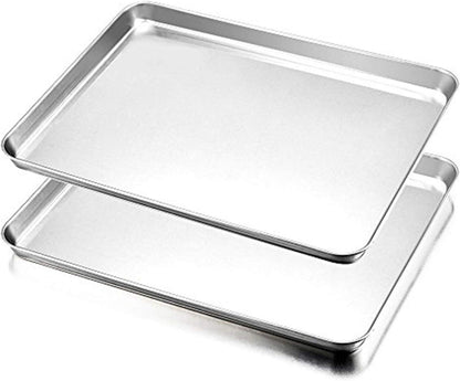 Edelstahl Backblech Set 40x30cm rechteckig für Backofen & Servieren