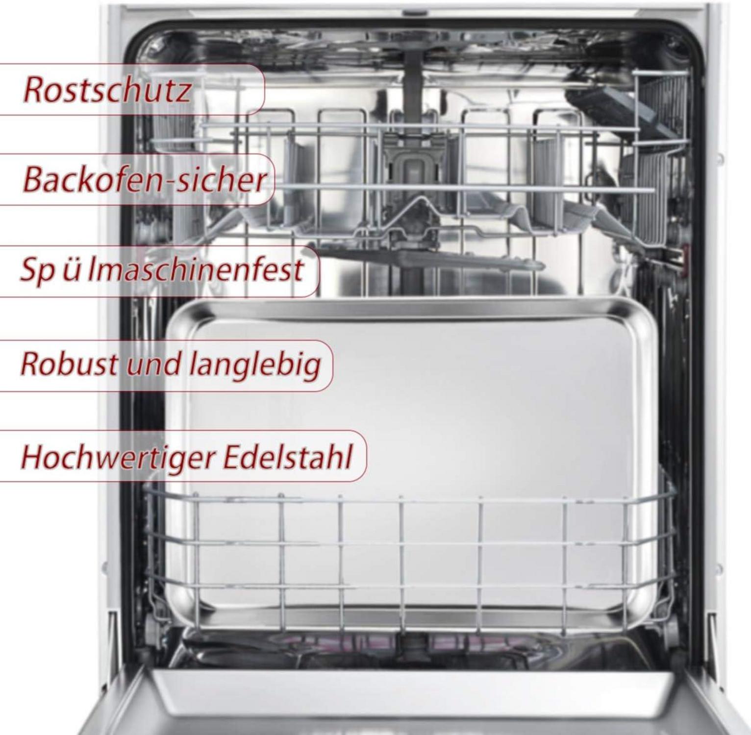 Edelstahl Backblech Set 40x30cm rechteckig für Backofen & Servieren