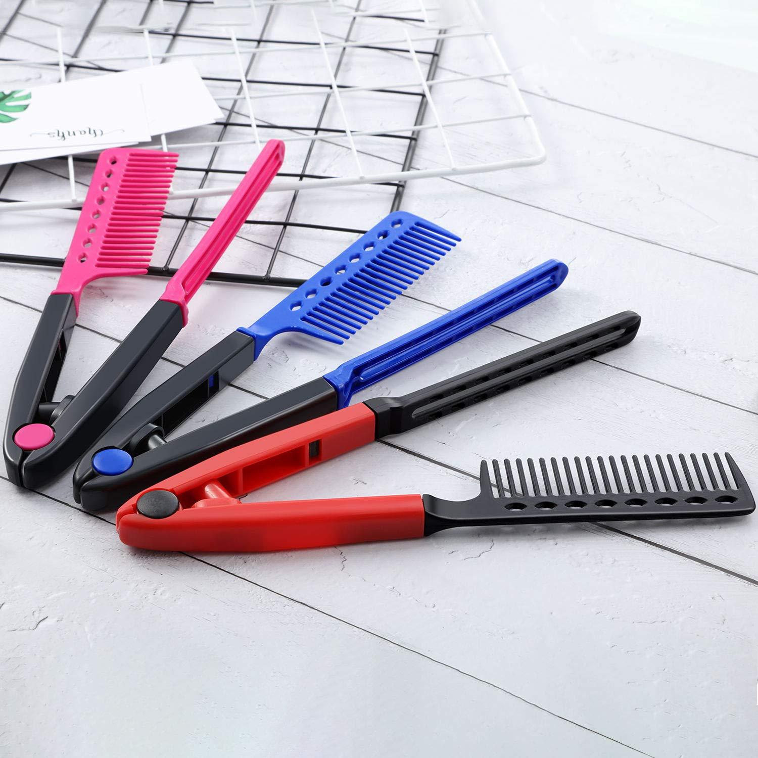Glättung Kamm Set Salon Friseur Haarglätter Haarbürste V-Form Knotiges Haar