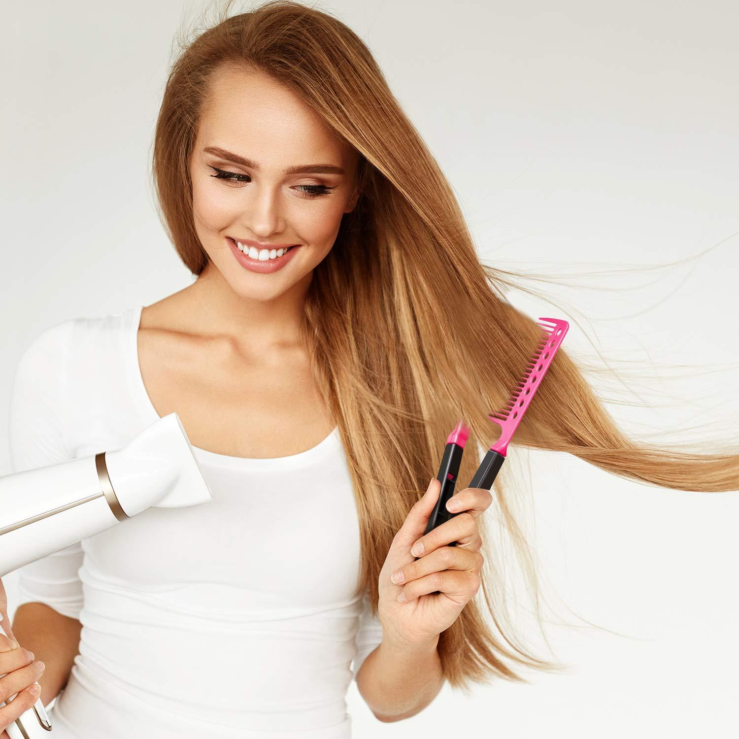 Glättung Kamm Set Salon Friseur Haarglätter Haarbürste V-Form Knotiges Haar