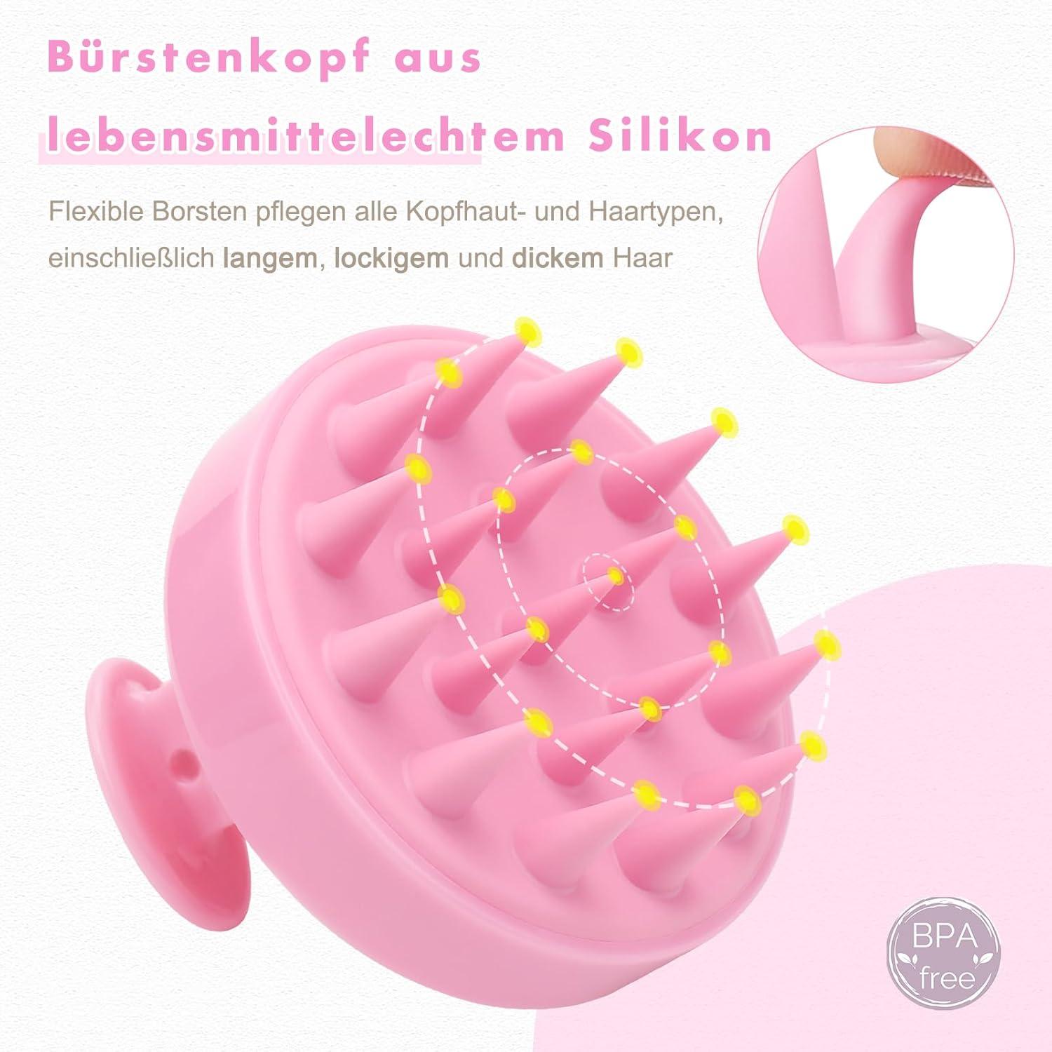 Silikon Kopfhaut Massagebürste für Haarpflege und Wachstum, Rose