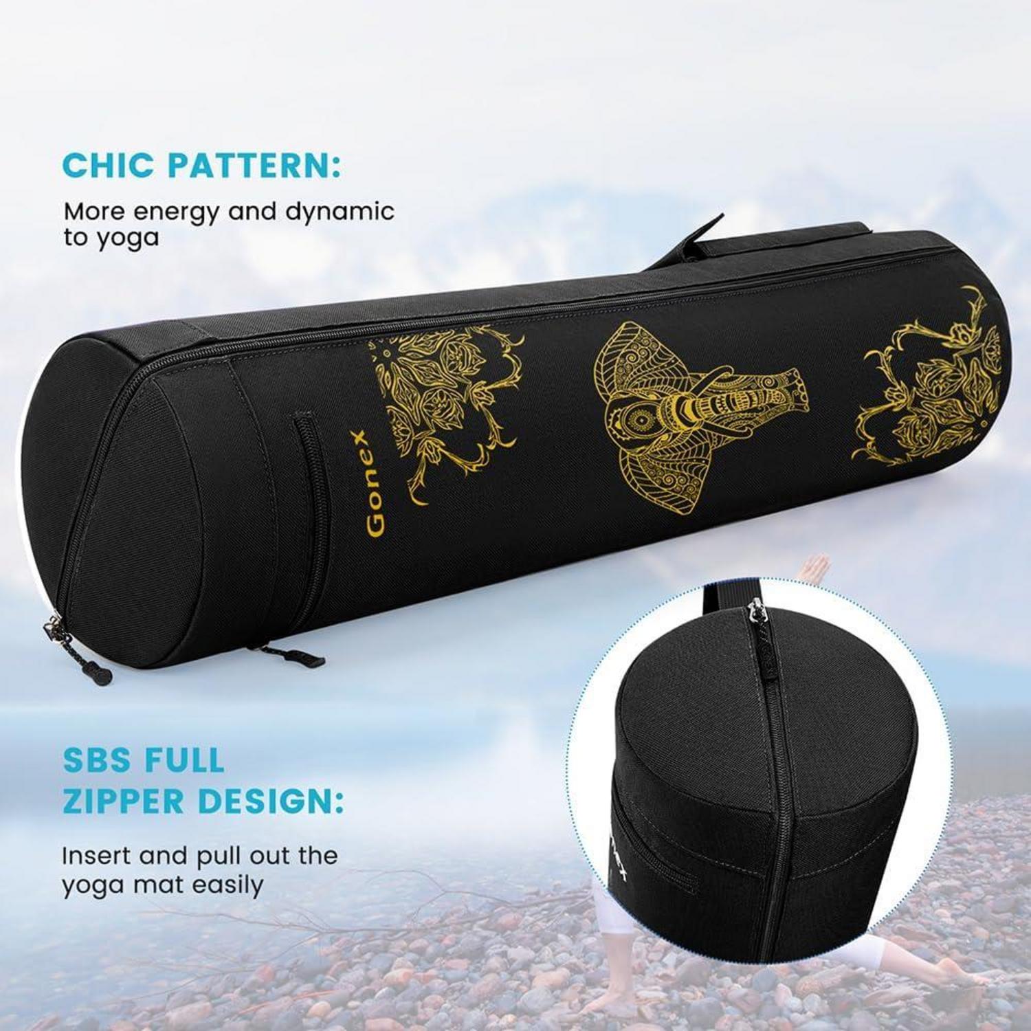 Yogamatten-Tasche Mit Schultergurt Muster Schwarz Goldenelefant