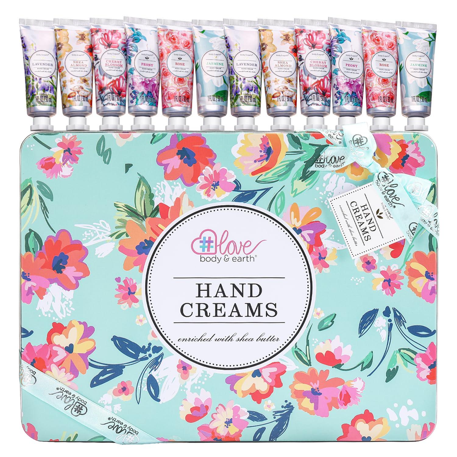 Handcreme Set 12-tlg. für Frauen - Arganöl Handpflege Geschenkset - Tiefenbefeuchtung - Geburtstagsgeschenk - Mama - Freundin - Natürliche Düfte