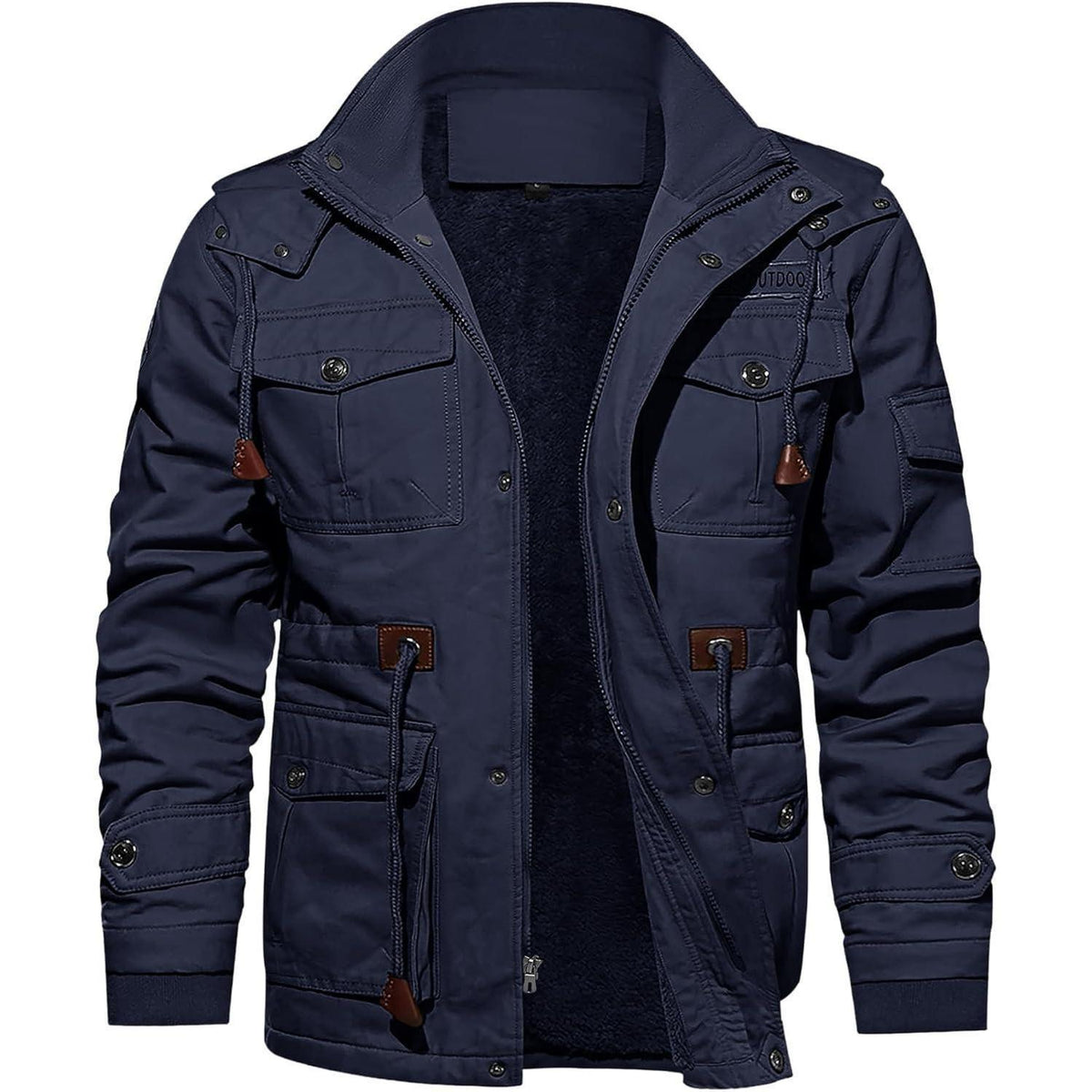 Herren Winterjacke Warm Gefüttert Militärstil Marineblau