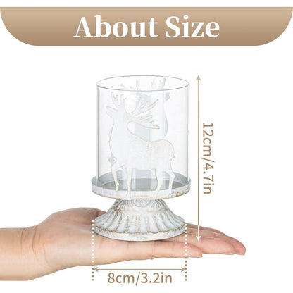 Sziqiqi Kerzenhalter Weiß Metall Hurrikan Glas