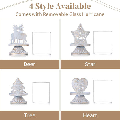 Sziqiqi Kerzenhalter Weiß Metall Hurrikan Glas