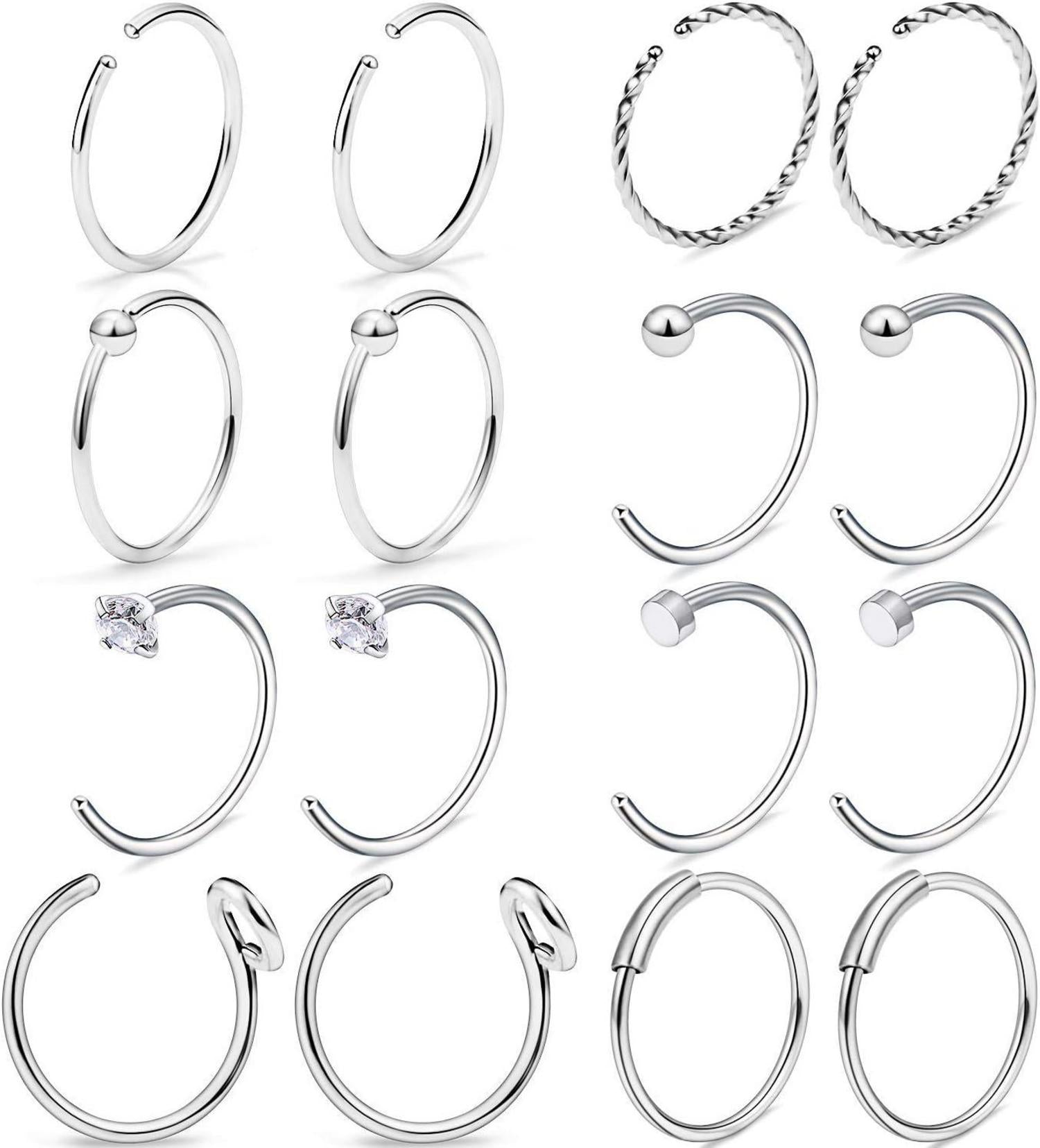 20G Nasenpiercing Fake Piercings Chirurgenstahl Silber Rosegold