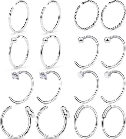 20G Nasenpiercing Fake Piercings Chirurgenstahl Silber Rosegold